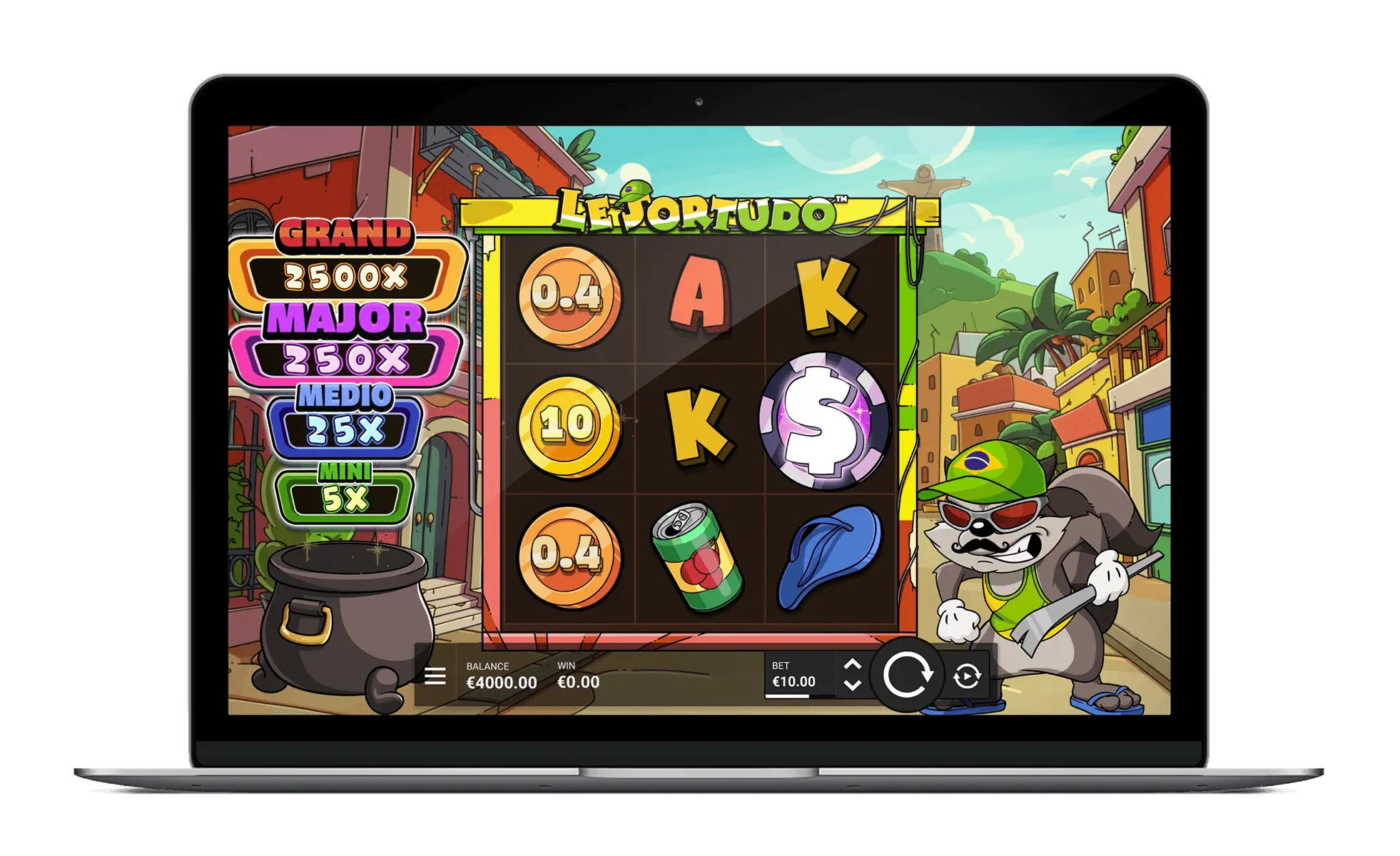 Official Le Sortudo promotional game image with Smokey and the compact grid