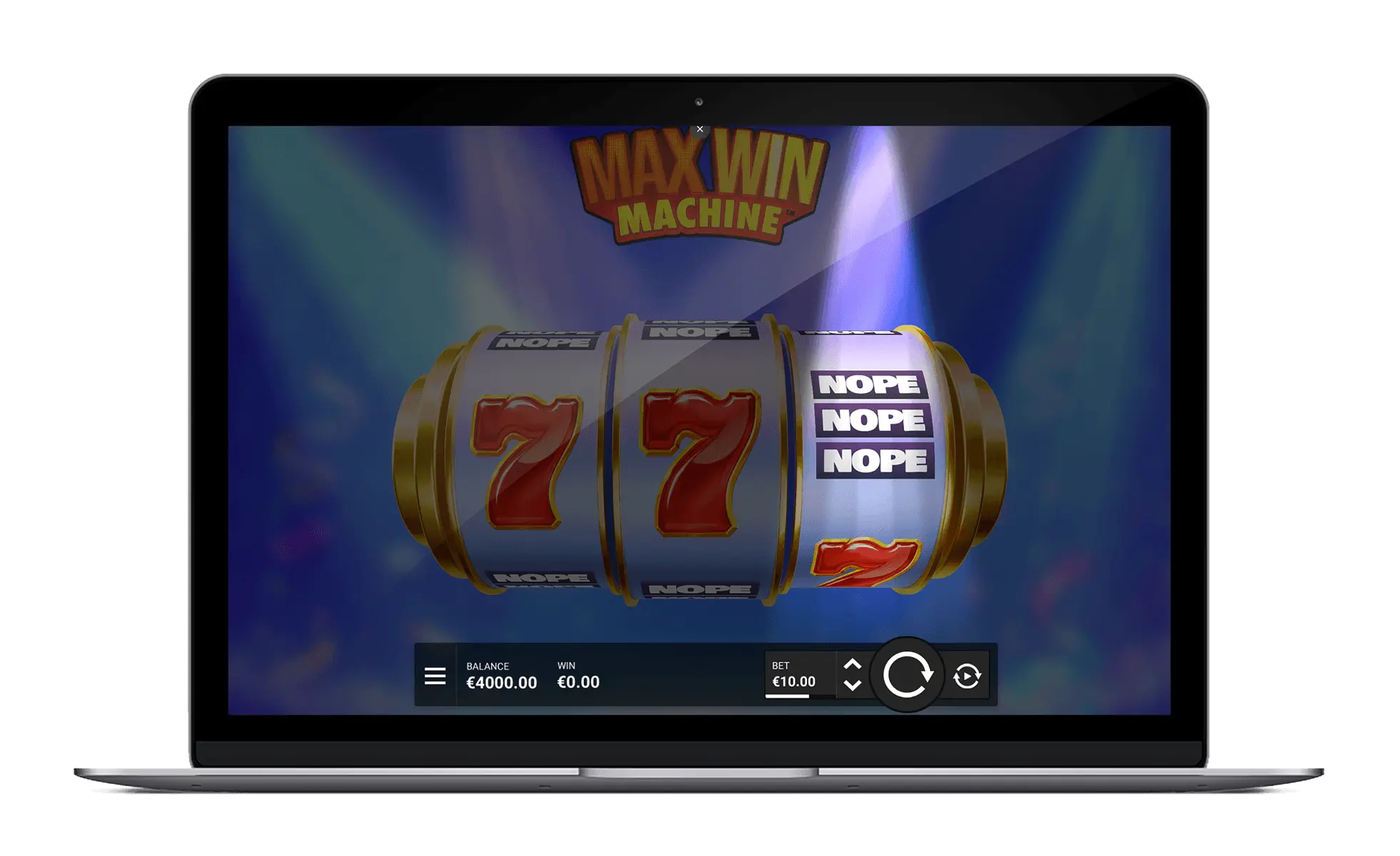 Official Max Win Machine device artwork showing three reels and Lucky Sevens